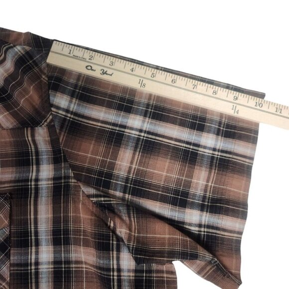 Wrangler Retro Brown Plaid Western Shirt Sawtooth Pockets Pearl Snap Button 3XL - Picture 6 of 12
